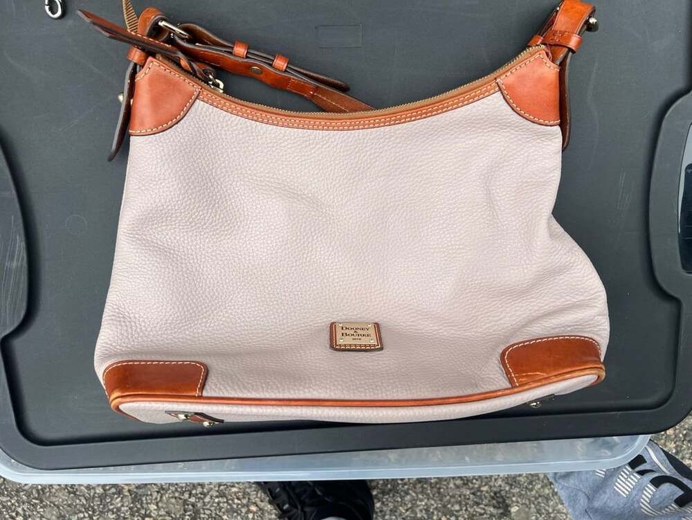 Dooney & Bourke Pebble Grain Small Lexi Shoulder Bag (Lilac / Cognac Trim)